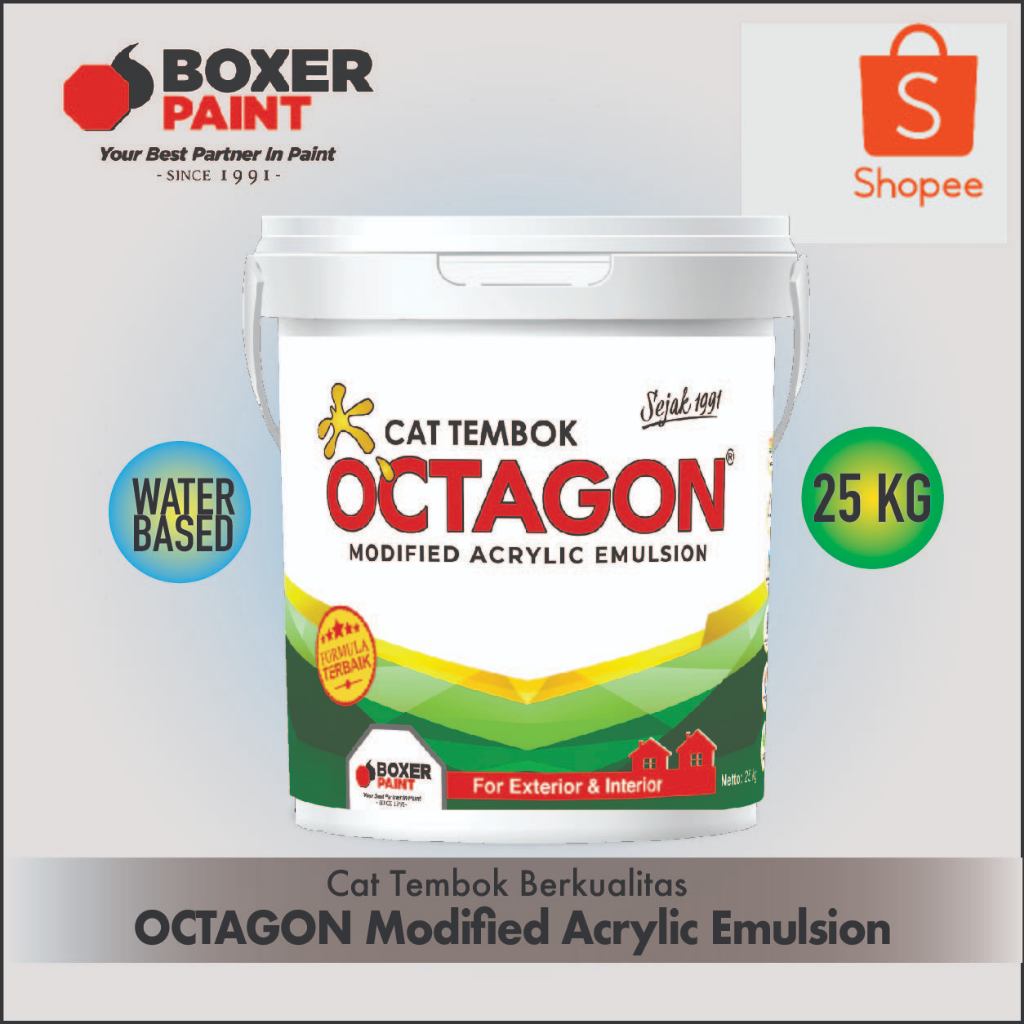 Cat Tembok (25kg) Interior & Exterior OCTAGON Modified Acrylic Emulsion