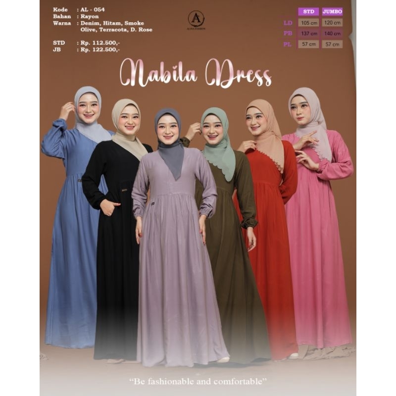 NABILA DRESS BY ALINA FASHION - GAMIS DAILY - GAMIS DEWASA - GAMIS MURAH - GAMIS RAYON - GAMIS TERBA