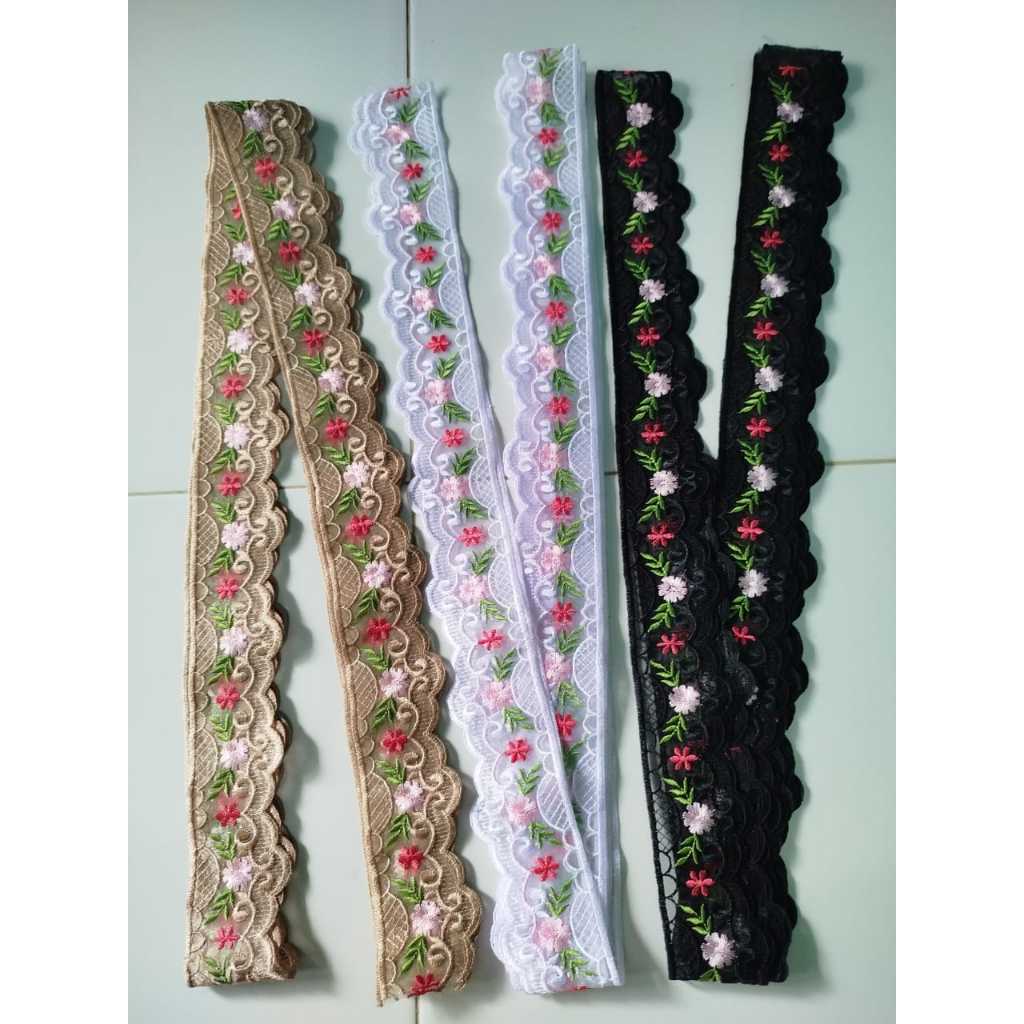 Kalivia_Boutique,Renda bordir,renda pinggiran,renda tempel Bunga cantik dan mewah lebar 5,5cm