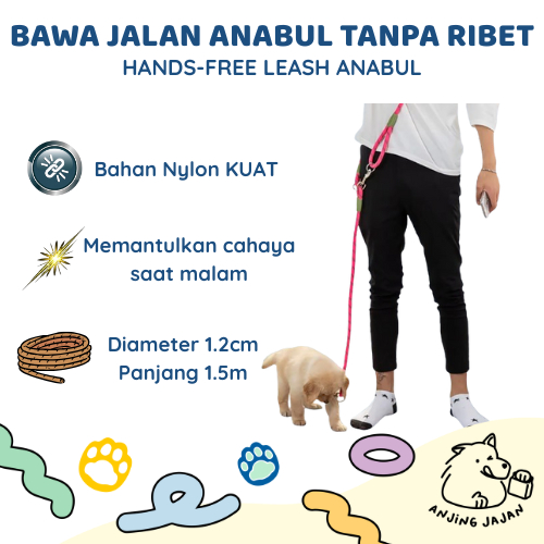 Tali Tuntun Anjing Kucing | Hands Free Leash | Tali Tuntun Anjing Kucing Jogging Running | Leash Anj