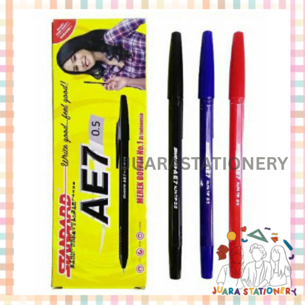 

JUARASTATIONERY Pulpen Standard AE7 Biru Merah - Bolpoin Bolpen Balpoin Standar AE 7 AE-7
