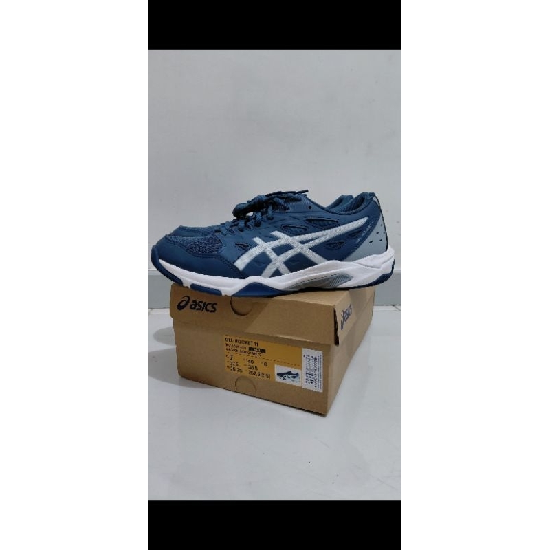 Sepatu badminton voli volley Asics Gel-Rocket 11 Men (Vintage Indigo/white)