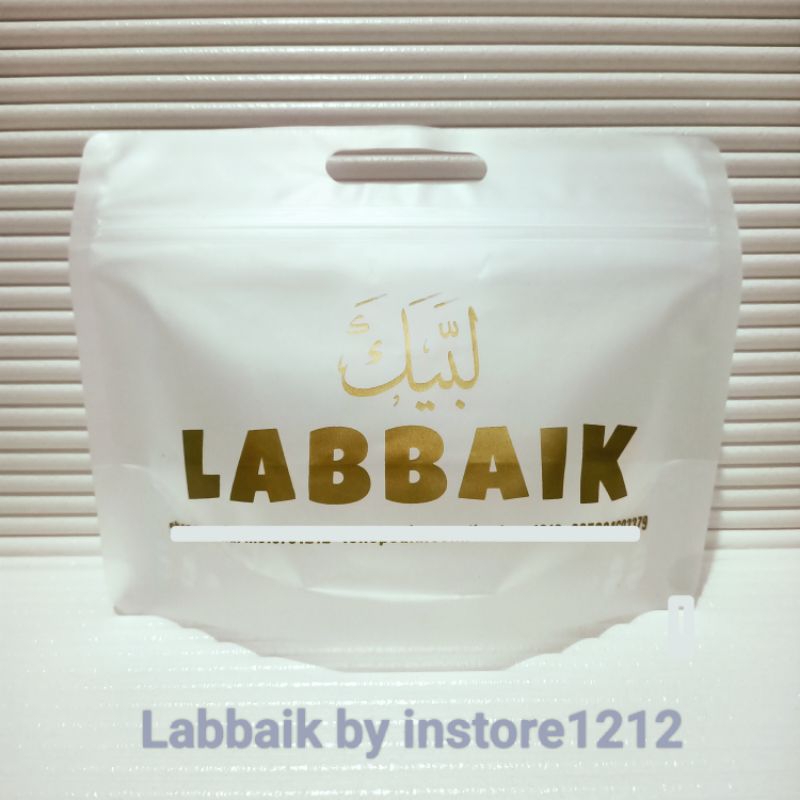 

~Labbaik~ tas jinjing plastik buram matte doff ekslusif sablon gold uk. 22*17