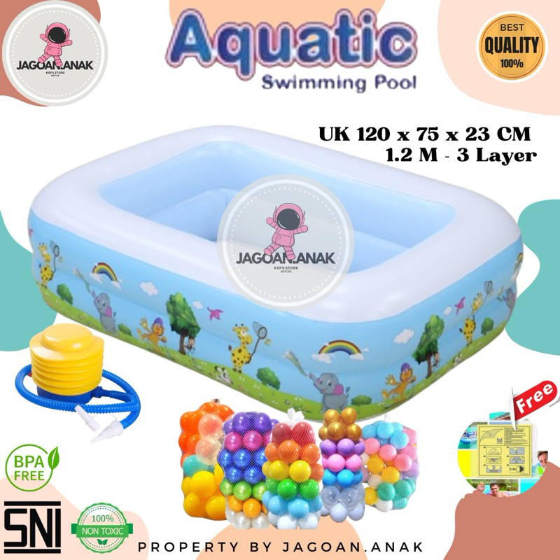 Kolam Renang Anak Anak AQUATIC JUMBO UK 1.20 x 75 x 23CM (1.2M) Tersedia Paketan Kolam Renang