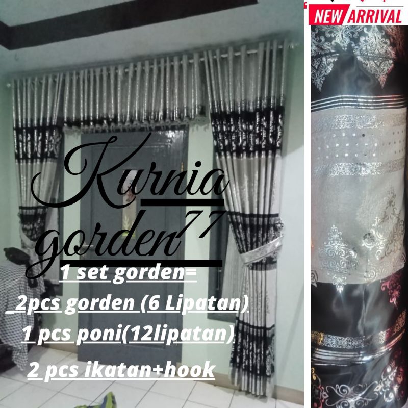 Gorden jendela aesthetik  1set ruang Tamu  pakai besi