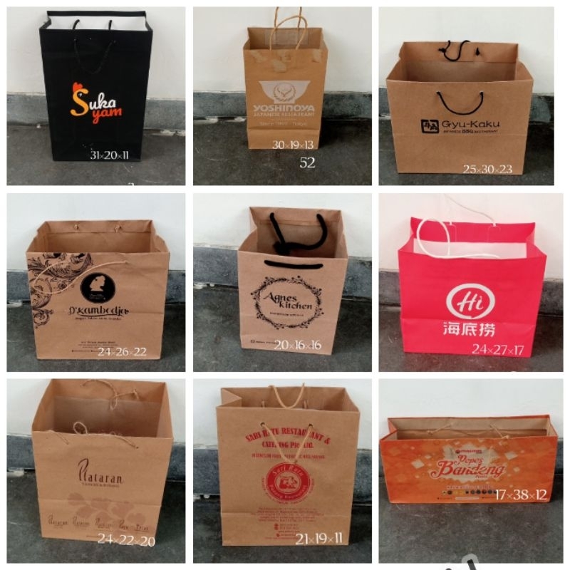 

TAS PB B - TAS KANTONG PAPER BAG RESTO SOLARIA REDDOG YOSHINOYA GYU KAKU HADILAO PISON TACO BELL PLATARAN BANDENG SARI RATU