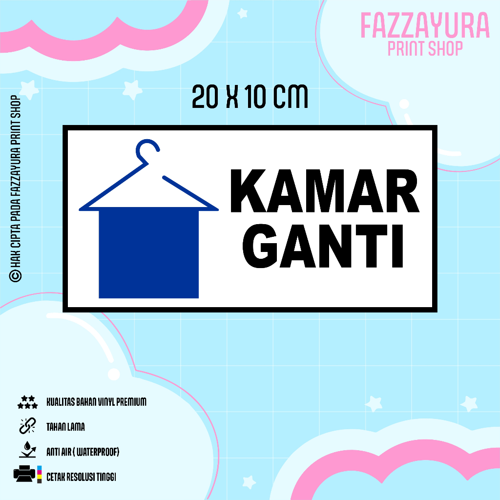 

STICKER KAMAR GANTI 20 X 10 CM