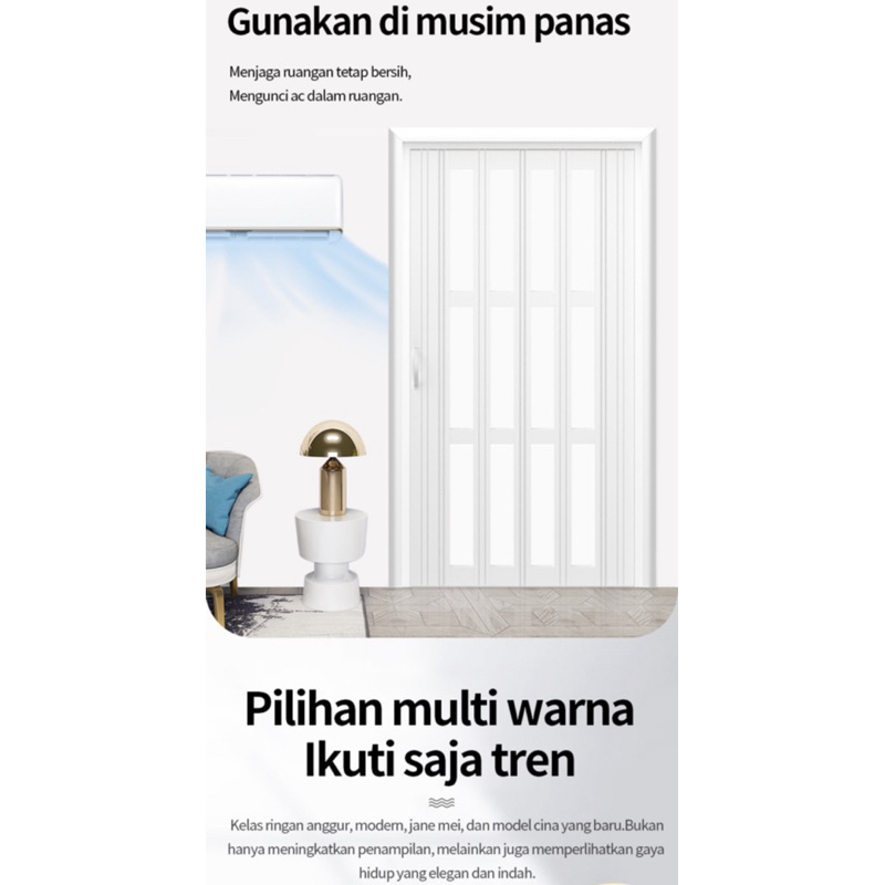 pintu lipat PVC folding  door /pintu kamar mandi/penyekat ruangan/polos