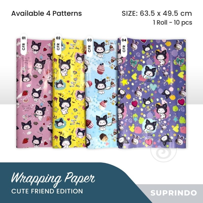 

VINDO KERTAS KADO MOTIF CUTE FRIEND 1 ROLL (10 LEMBAR)