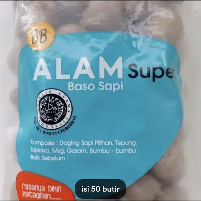 

Bakso sapi Alam super BI kecil isi 50butir
