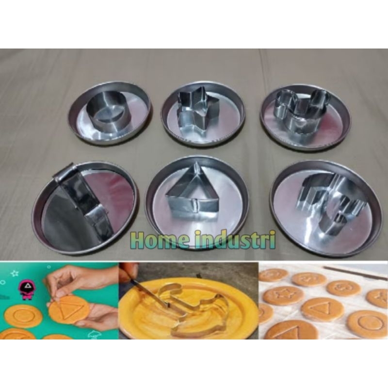 Satu set cetakan dalgona candy ala squid game / cetakan permen squid game / ring cutter