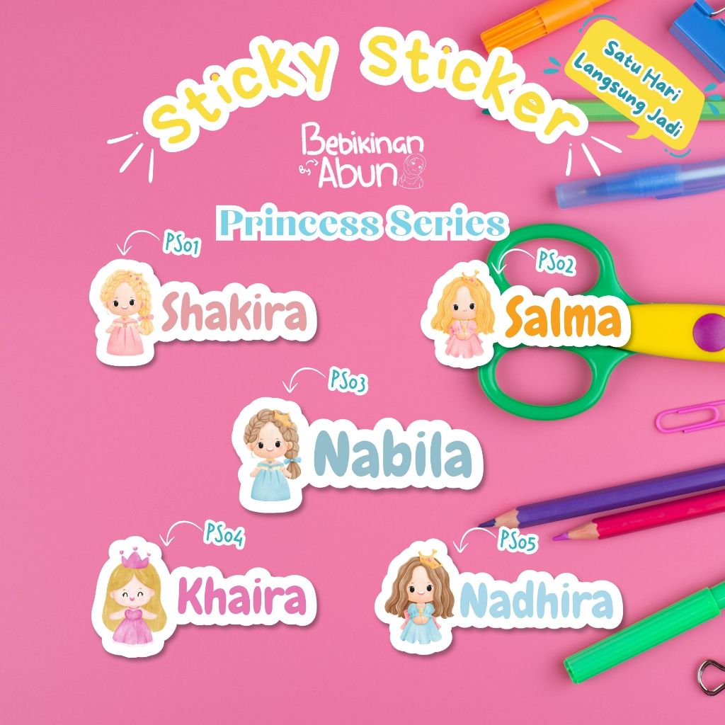 

Sticker Nama Custom| Sticker Label Nama | Sticker Anti Air | Sticker Sekolah Princess Series