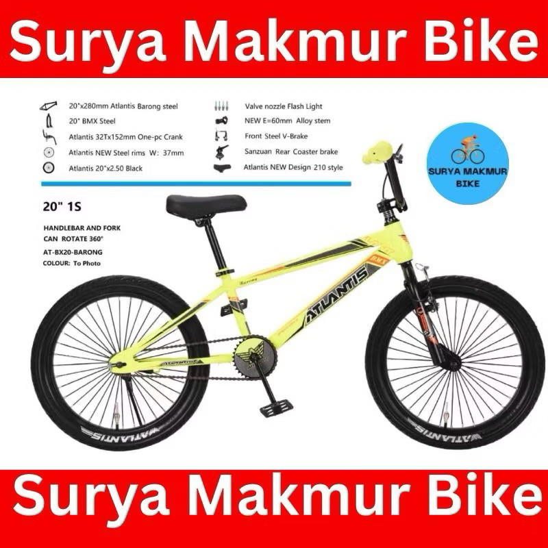 Sepeda Bmx anak laki 20 Inch Atlantis RAPID/BARONG Rem  Terpedo
