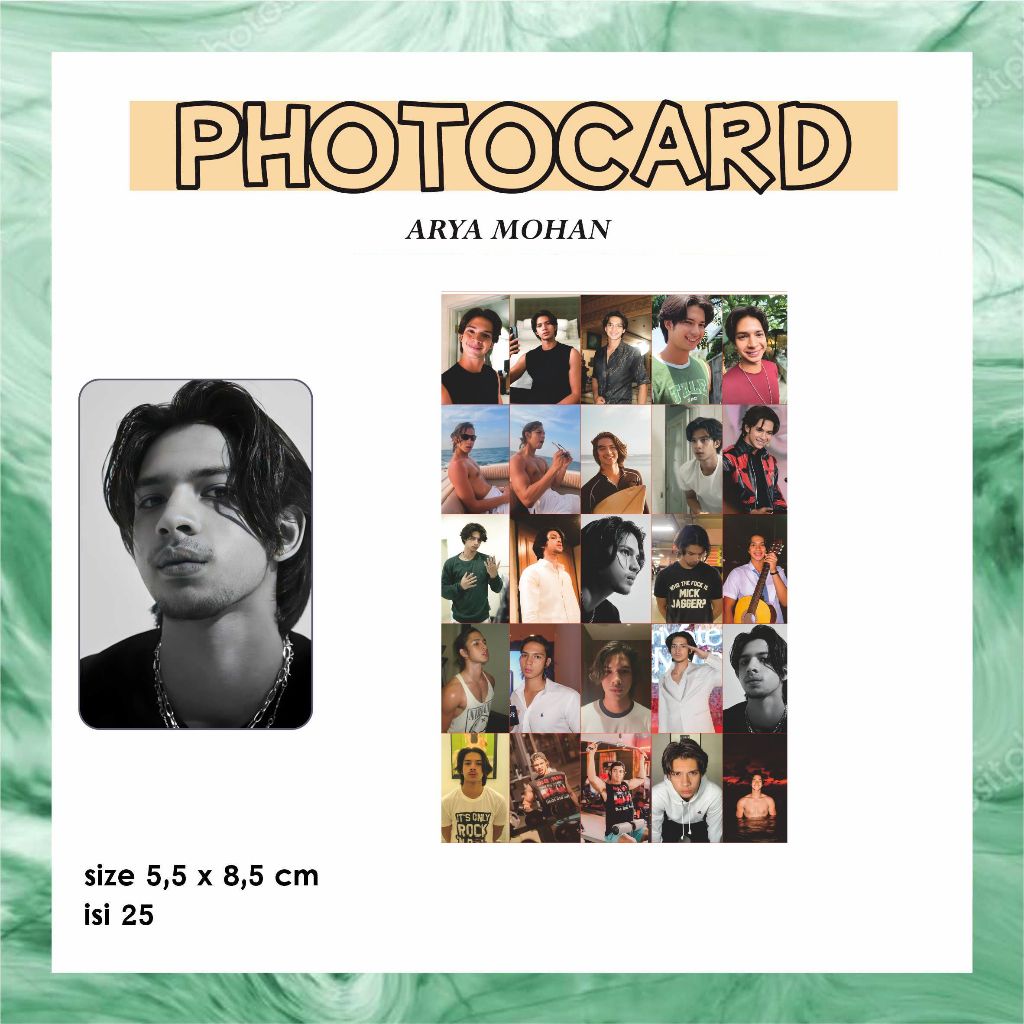 PHOTOCARD INDO ARTIS (iqbaal, ARYA MOHAN, angga,jefri nichol, basmalah gralind mala, reybong, gabrie