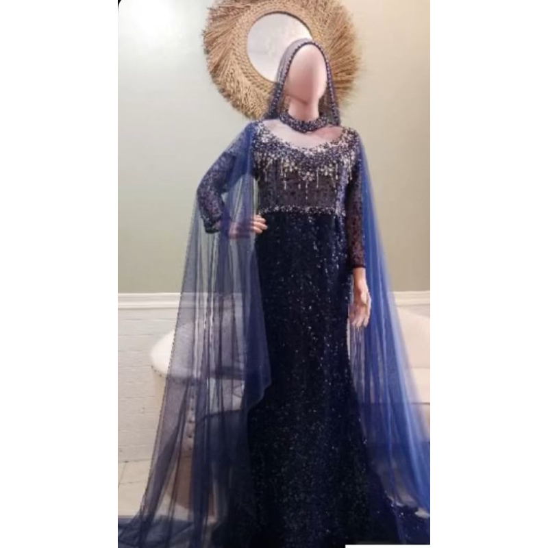 new slim navy gaun pengantin