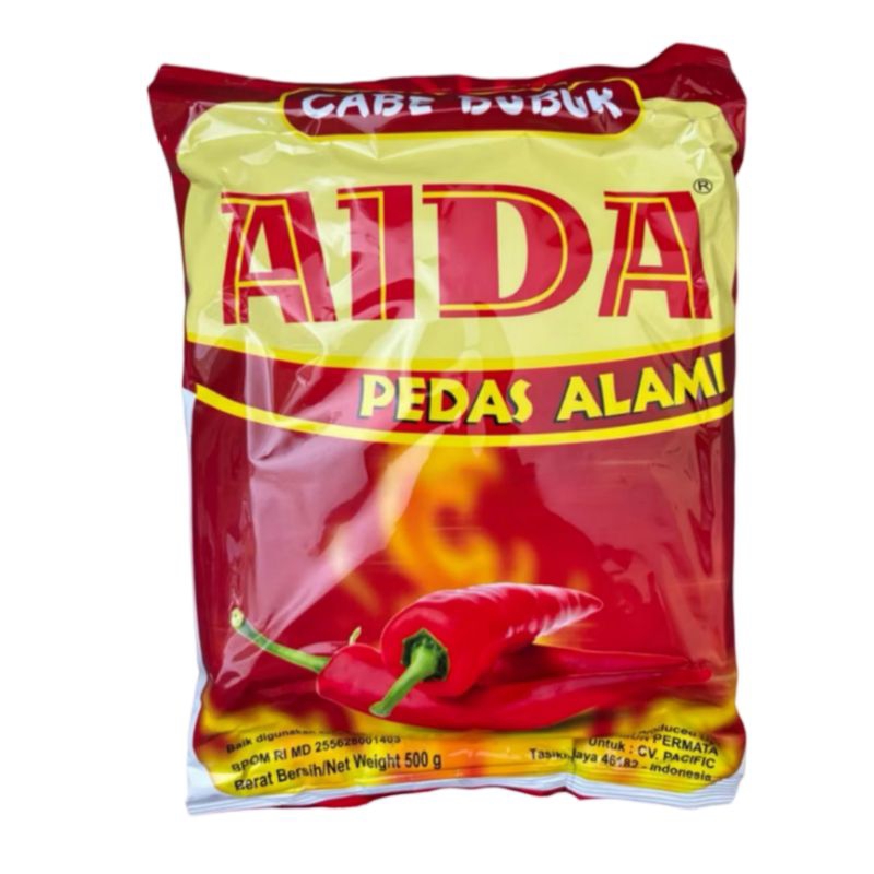 

Cabe Bubuk Aida Kemasan 500g Pedas Alami
