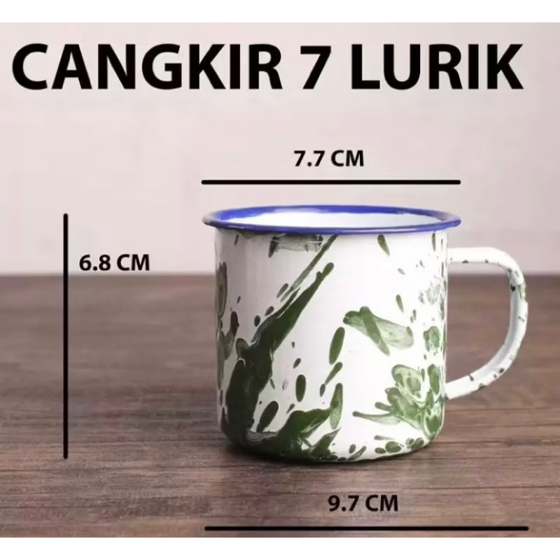 CANGKIR ENAMEL BLIRIK MINI MUG LURIK 7 CM TANPA TUTUP / GELAS JADUL MUG MINI TANPA TUTUP