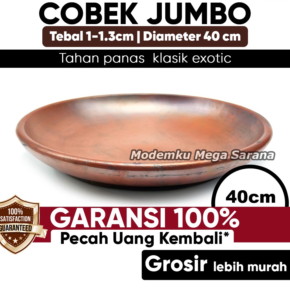 Cobek Tanah Liat Jumbo Diameter 40 cm - Piring Tanah Liat Besar Tahan Panas Cowek Coek Cowet Coet