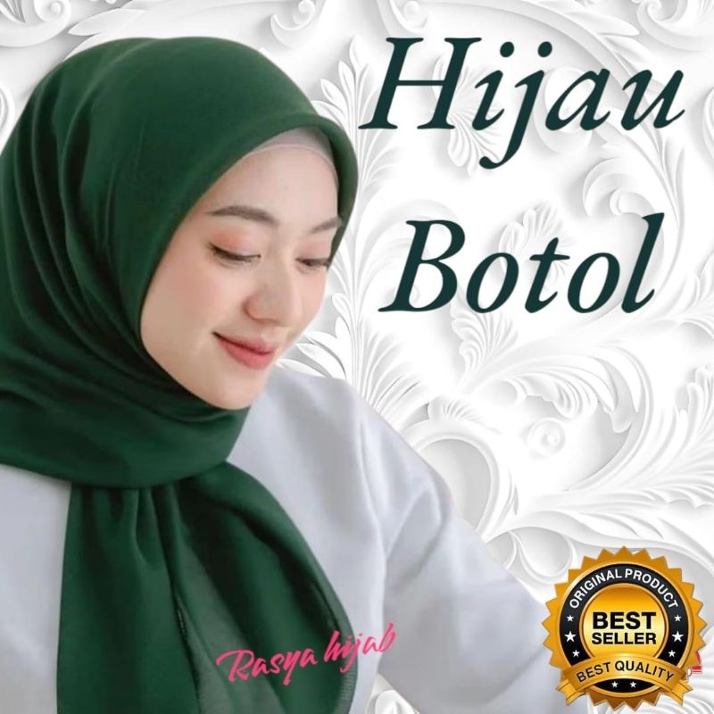 KERUDUNG SEGIEMPAT POLOS HIJAU BOTOL JILBAB JOTOL