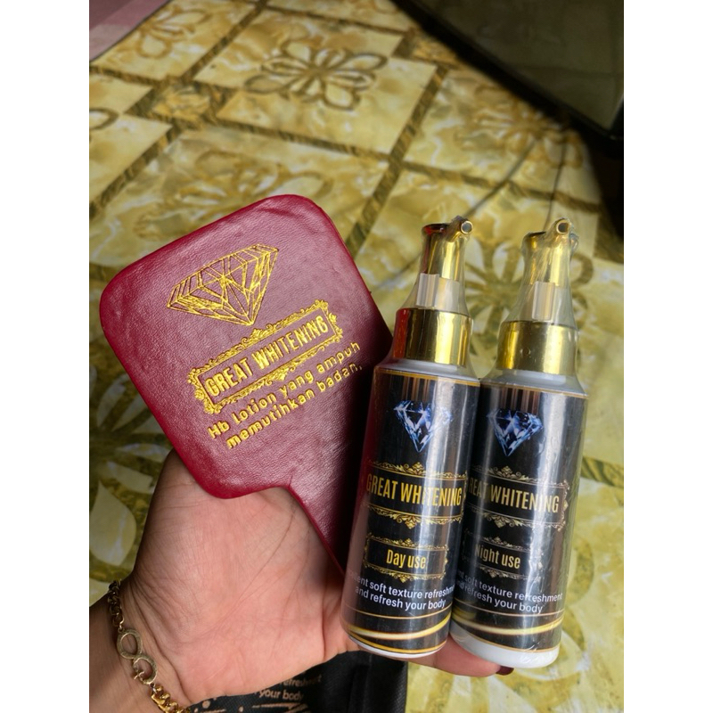 hb great whitening handbody sultan free kaca cantik & poch kain