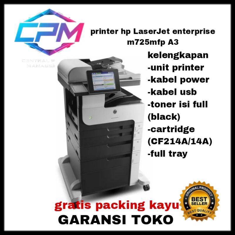 printer hp LaserJet enterprise m725mfp A3 siap pakai