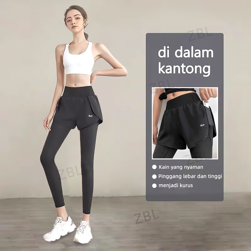Zamberlan celana yoga wanita Celana legging wanita legging celana sport wanita 2 in 1 zumba Pilates