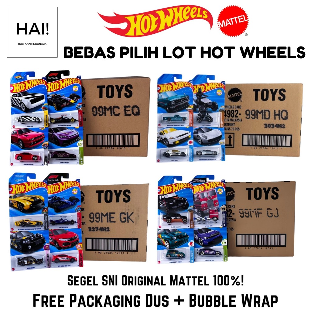 Hot Wheels Reguler Lot Karton 1 Dus 72 Pcs Segel SNI
