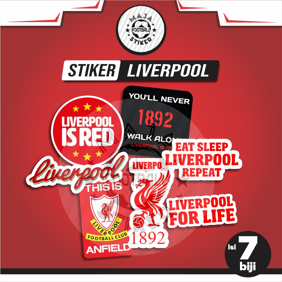 

sticker cutting Liverpool isi 7pcs sticker helm,sticker hp,sticker bola