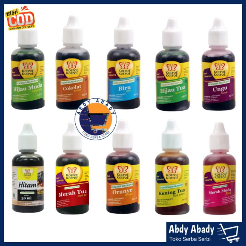 

AbdyAbady Pewarna Makanan Koepoe Koepoe 30ml Banyak Varian Warna
