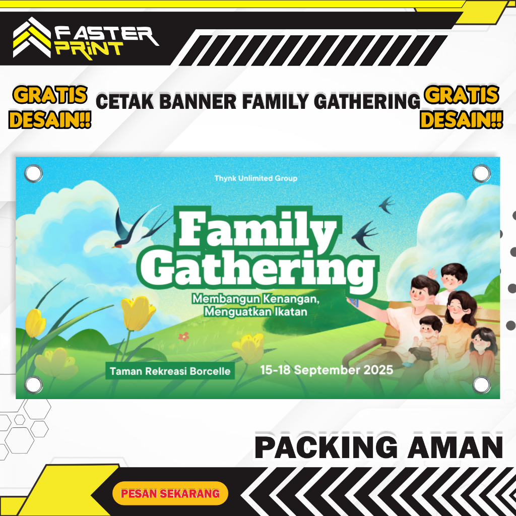 CETAK BANNER/SPANDUK FAMILY GATHERING | BANNER CUSTOM | BISA GRATIS DESAIN & REVISI SAMPAI JADI