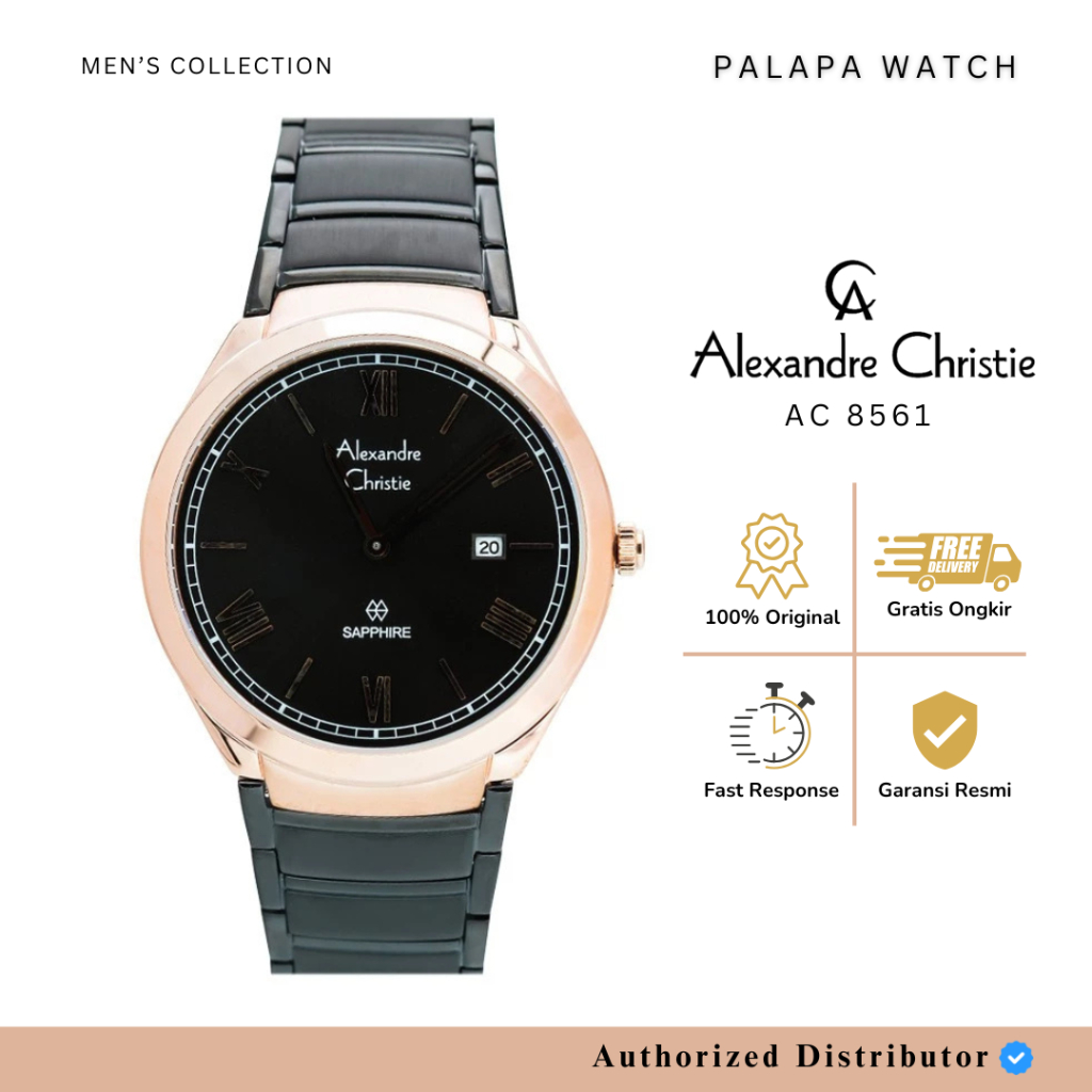 Jam Tangan Pria Alexandre Christie AC 8561 / AC8561 Sapphire Rantai Original