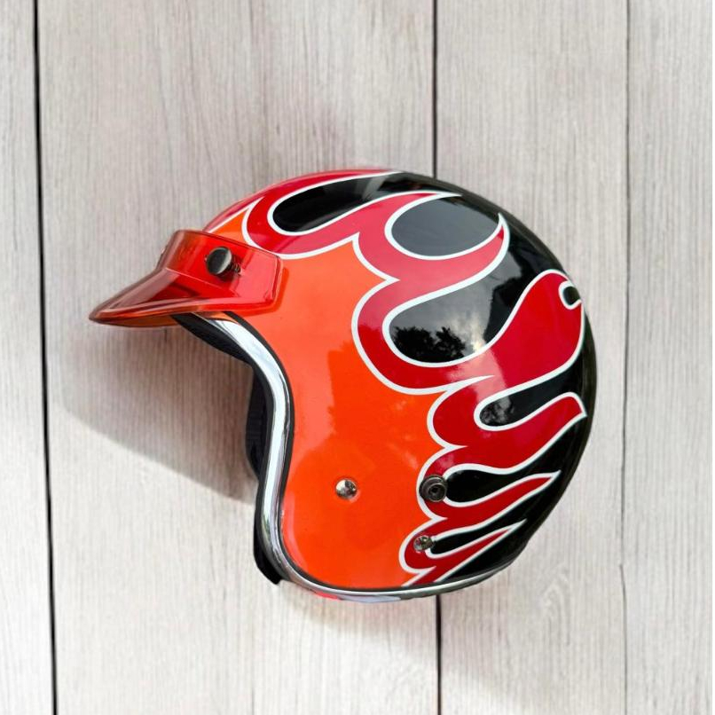 Helm Bogo Retro Motif Api Terbaru