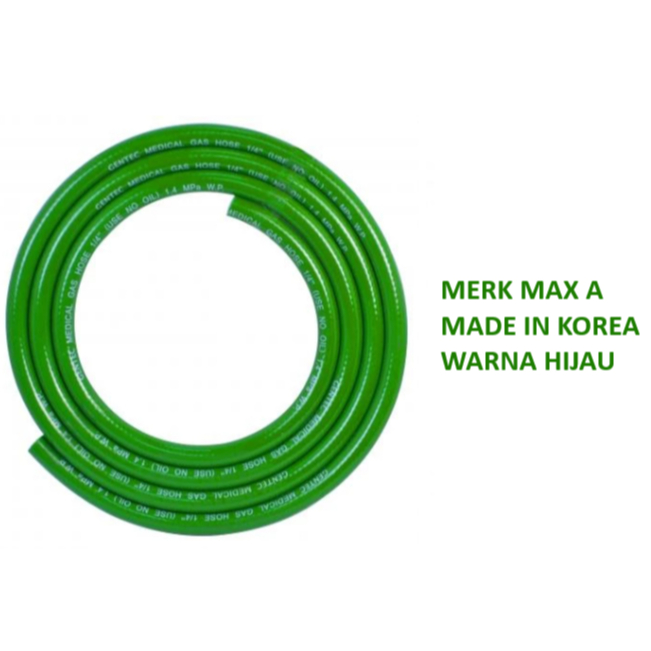 Selang Gas Medis Oksigen / Selang Ventilator O2/ O2 Hose / HIJAU
