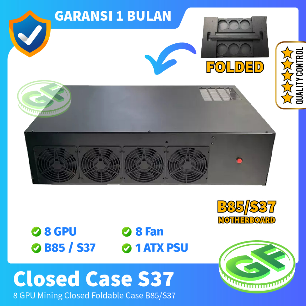 Closed Case S37 Foldable Casing S37/B85 Mining Rig 8 GPU ATX