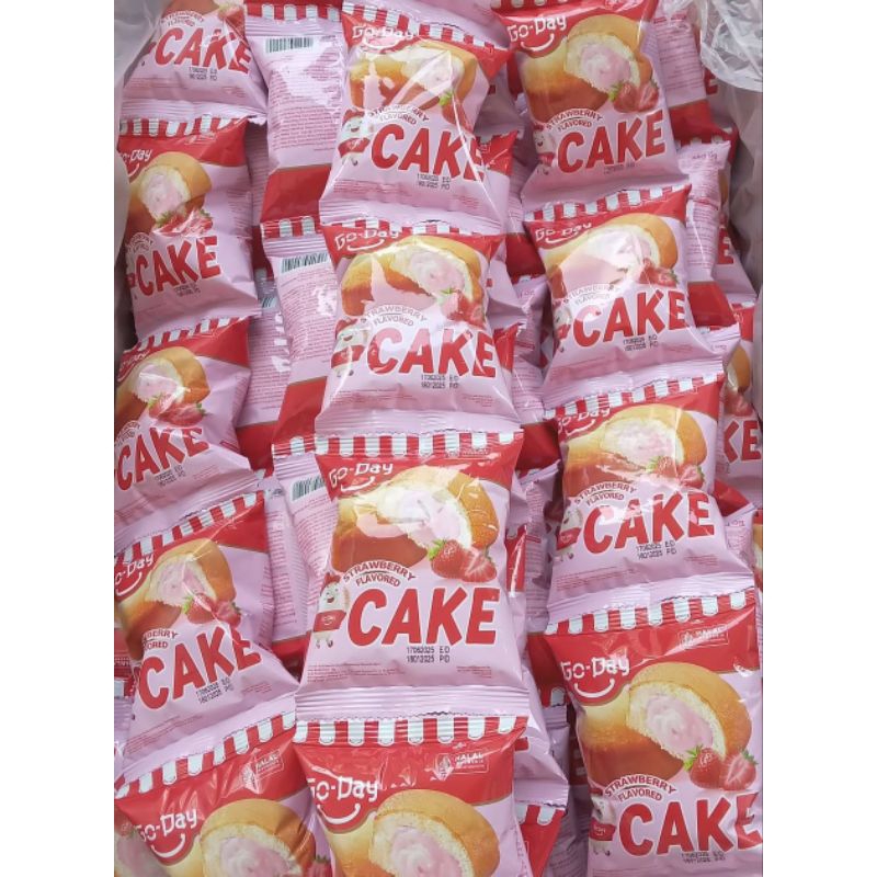 

[[ PAKET 5 PCS ]] GO-DAY CAKE STRAWBERRY HALAL SNACK 25g