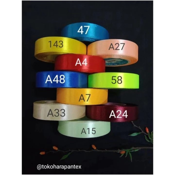 

Pita Satin Tw / Pita Kain / Pita Bunga Buket / Silk Ribbon 3/4 Inch Pita 2 Cm ( Roll ) isi 20 yard