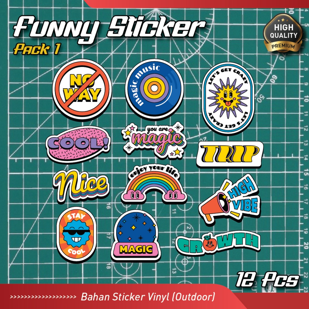 

12 Pcs Sticker Pack Lucu Positive Vibes Bahan Sticker Vinyl Anti Air Bisa Tempel Dimana Saja - Sticker Aesthetic Buku Casing HP Laptop Gitar Helm Skateboard