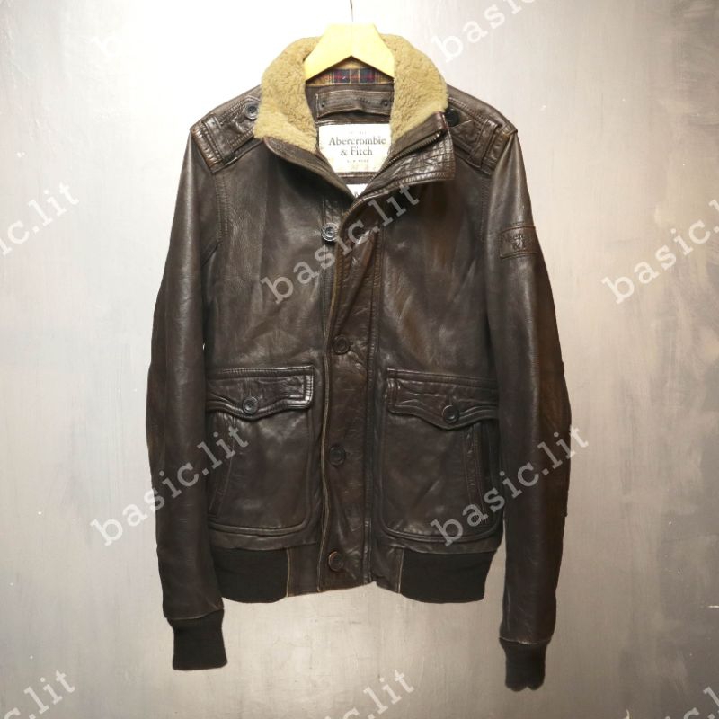 Abercrombie & Fitch vintage bomber leather jacket second preloved