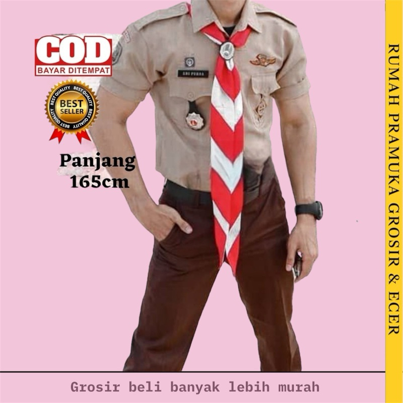 Hasduk Kacu Pramuka Dasi Pramuka Pembina 165cm Merah putih Murah Siaga Penggalang Penegak Panjang