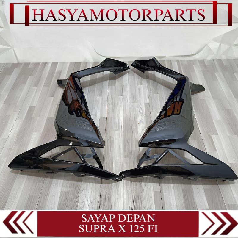 Cover Body Halus Sayap Depan Set Supra X 125 Fi 2014 2015 Warna Hitam Glossy Kualitas Premium