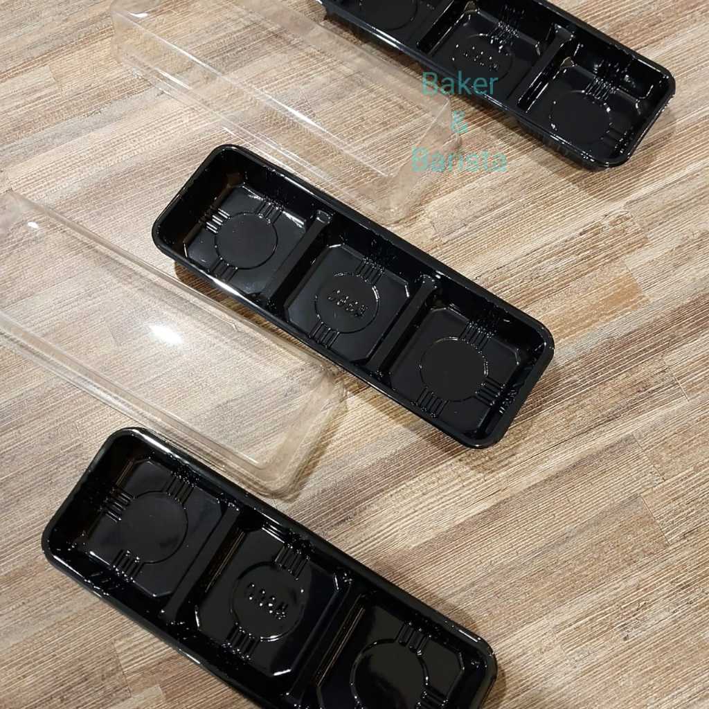 Mika Mochi Mini Tray Sekat 3 10pcs Premium Mika Puding Tiramisu Kue Cake Salad Cake Potong