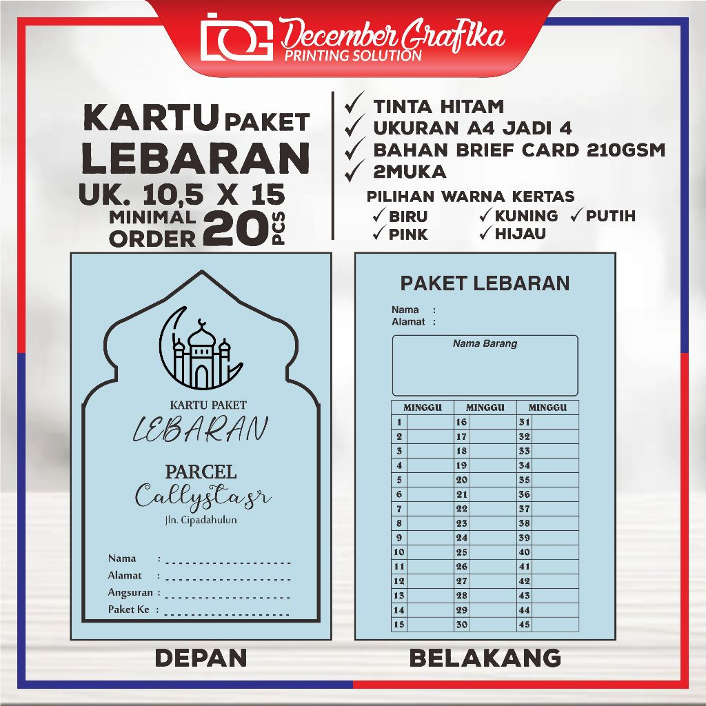 KARTU PAKET CUSTOM // PAKET LEBARAN // PAKET ANAK
