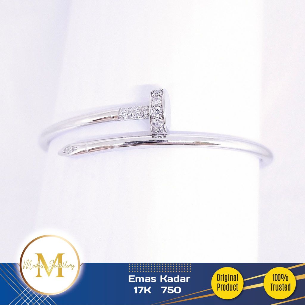 MODIS JEWELLERY - Gelang Fashion Paku Putih - Emas 17k  750