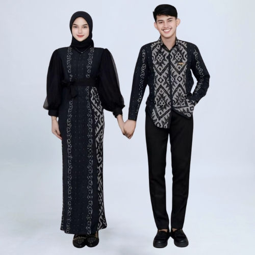 Gamis Tenun Lengan Panjang Dress Etnhik Tenun Premium Wanita Pria Remaja Baju Kondangan Pernikahan A