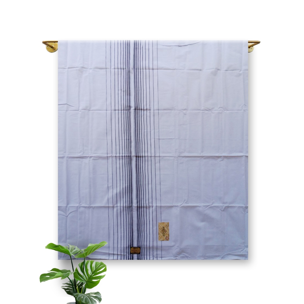 Kndegan_syal - Sarung Wadimor Tenun Putih Polos Bergaris Premium Asli