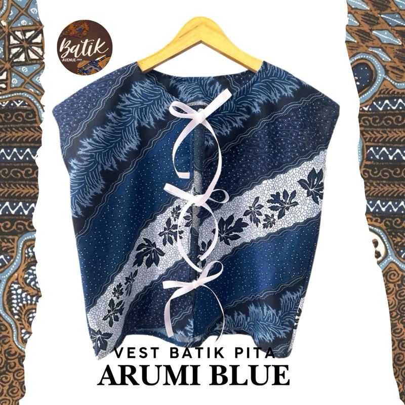 STH Vest Batik Pita - Arumi Blue / Vest Batik Kekinian / Outer Wanita / Rompi Wanita / Baju Kartini