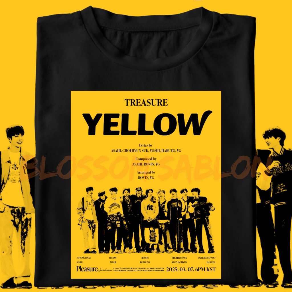 Kaos Treasure Yellow Poster | Katun Combed 24s Hyunsuk Haruto Jihoon Mashiho Yoshi Asahi Junkyu Doyo
