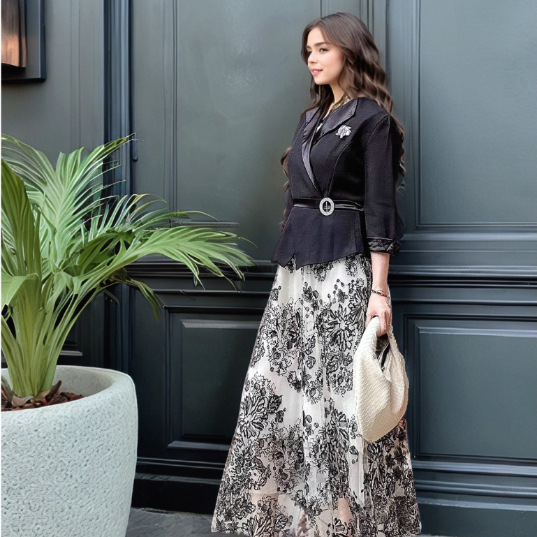 FAN Gaun Korea Gaun Pesta Pakaian Wanita Ukuran Besar Modis