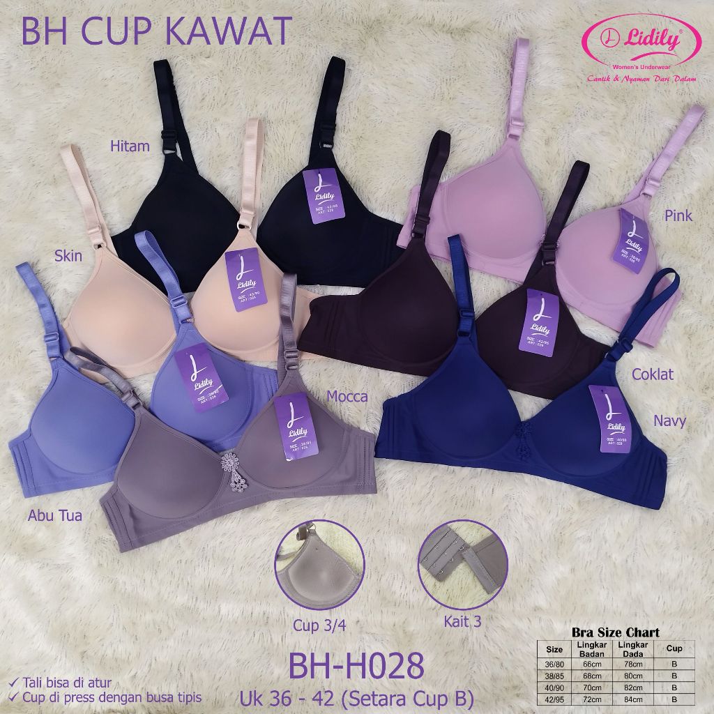 nia BH Harian Lidily Seamless / BH Busa Tanpa Kawat 3 Kaitan BRA H028 Dwjl