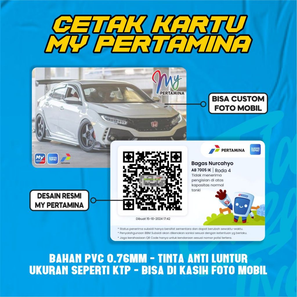 

Cetak kartu bahan PVC Card my pertamina tinta anti luntur proses cepat